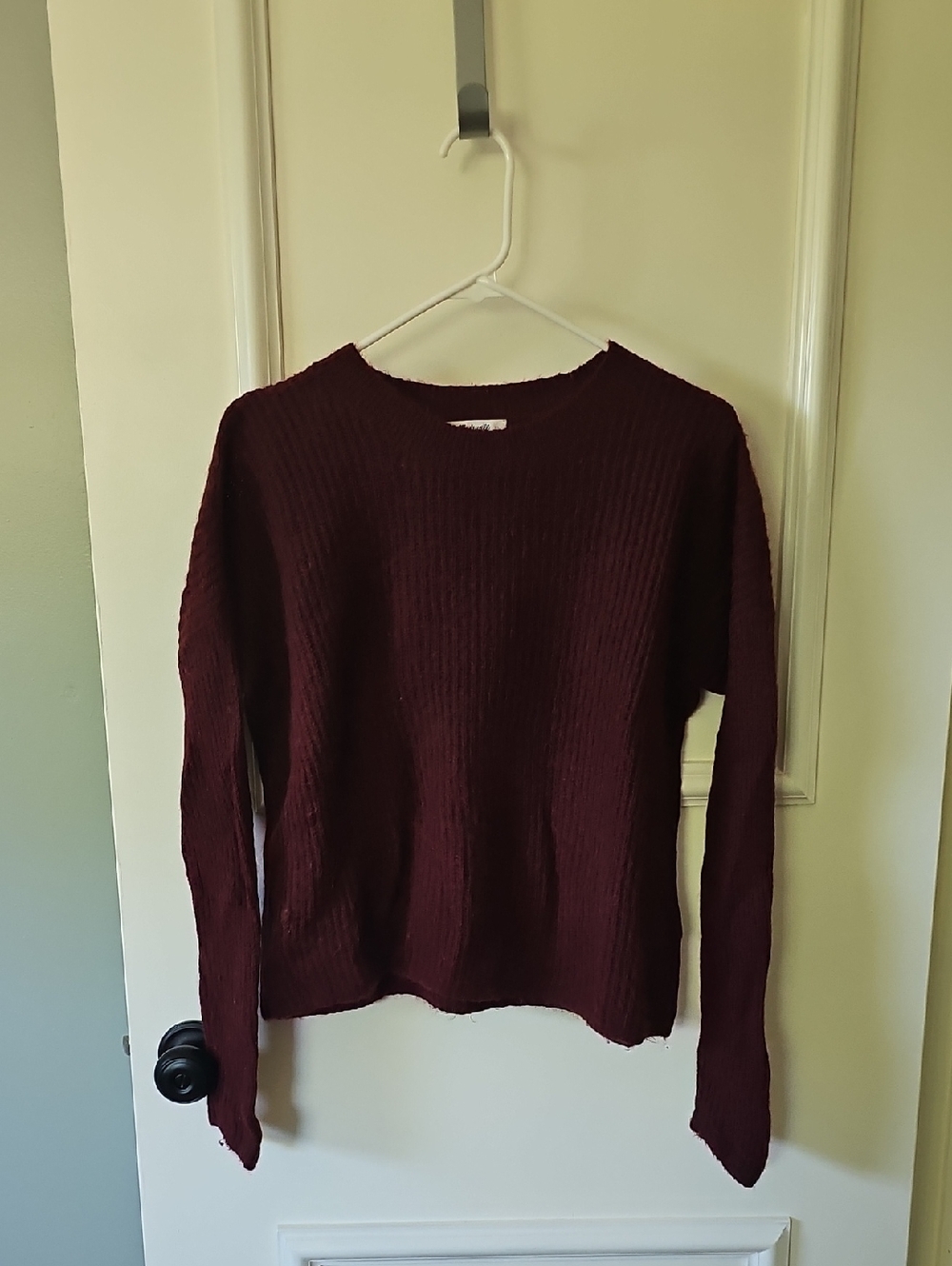 Madewell Burgundy Ribbed Crewneck Sweater